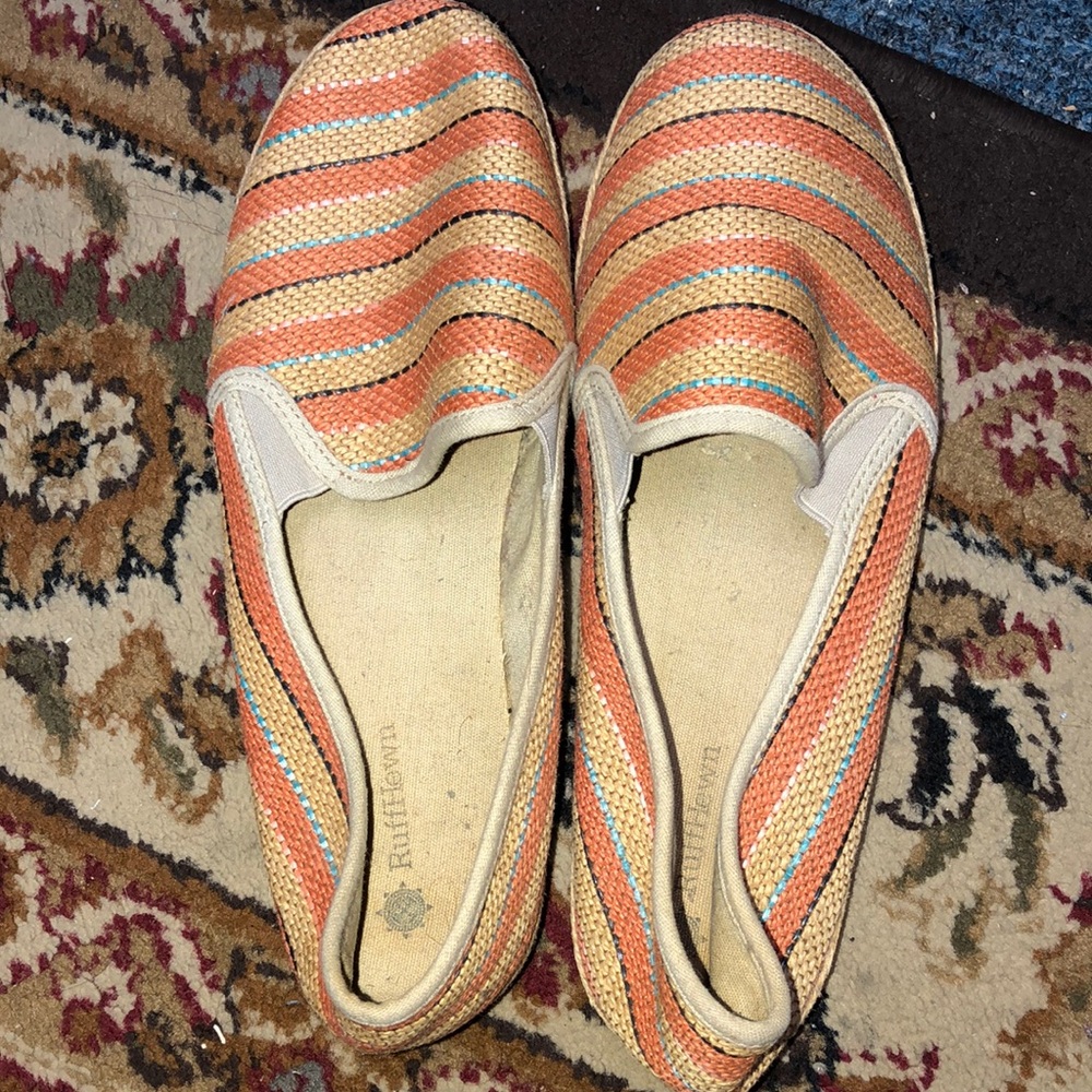 RuffHewn striped flats tweed rope style Shoes size 10 Preowned